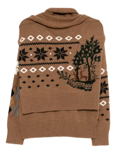 Monse Fair Isle Jumper In Brown