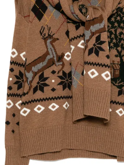 Monse Fair Isle Jumper In Brown