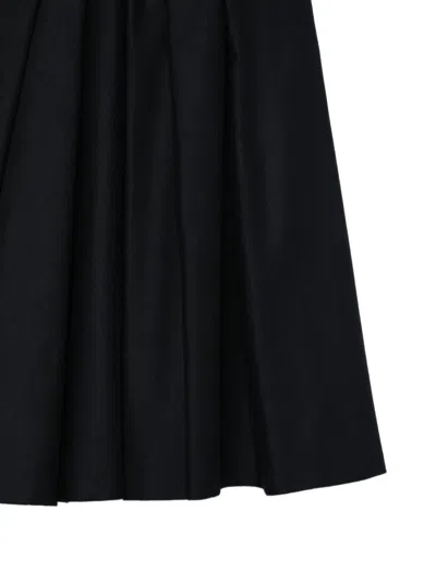 褶饰法兰绒中长半身裙