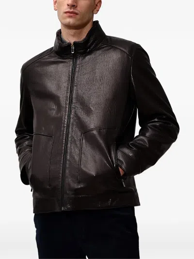 Poche Paris Zip Leather Jacket In Black