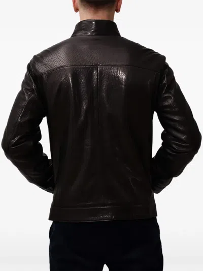 Poche Paris Zip Leather Jacket In Black