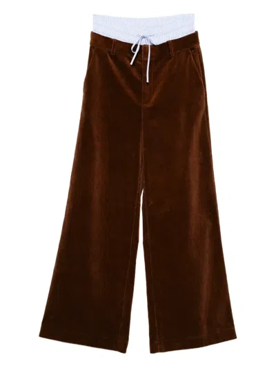 Monse Double Waistband Corduroy Trousers In Brown