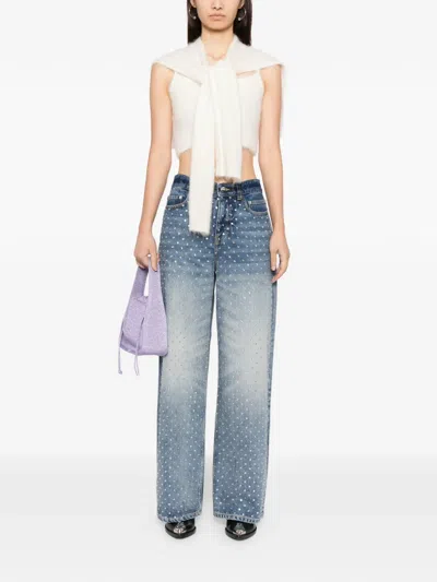 Monse Crystal-studs Embellished Jeans In Blue