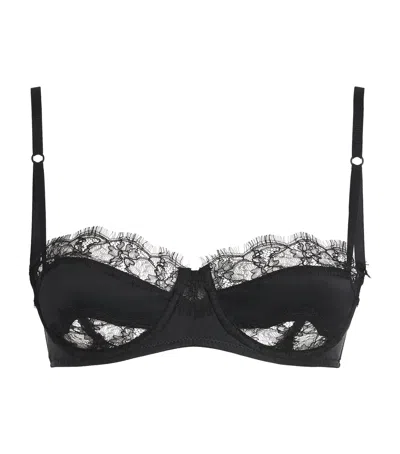 Kiki De Montparnasse Stretch-silk Lace-insert Bra In Black
