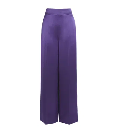 Joseph Womens Dijon Wide-leg Satin Trousers Violet In Purple