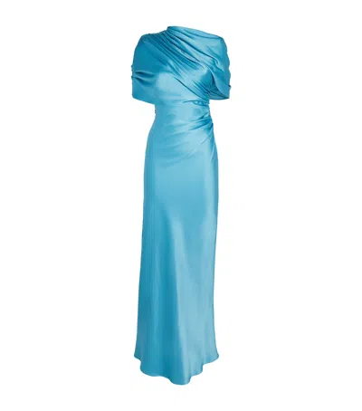 Stella Mccartney Satin Draped Gown In Blue