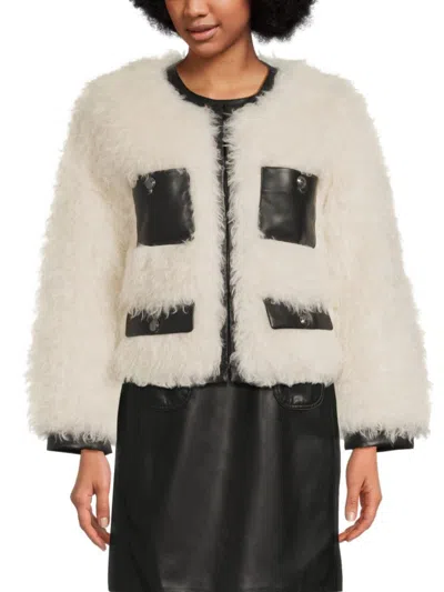 Bcbgeneration Women's Faux Shearling Jacket In White