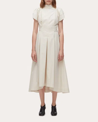 3.1 Phillip Lim Puff Short Sleeve Side Tie Cotton Dress In Gray