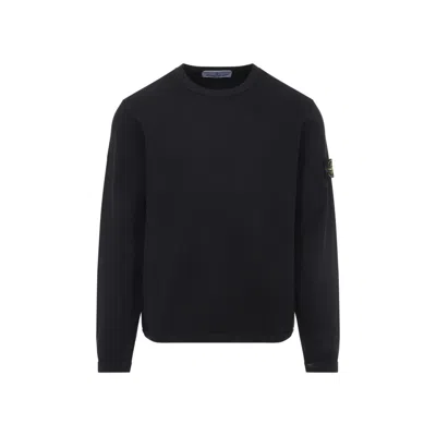 Stone Island Black Crewneck Logo Sweatshirt In Black