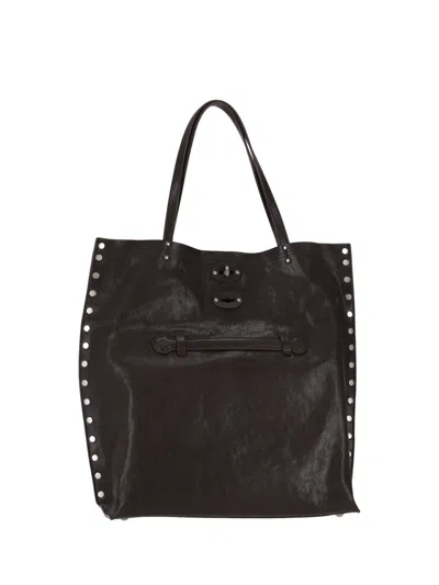 Zanellato Black Aspasso Medium Tote In Brown