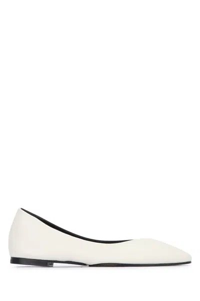 Jacquemus Blackwhite Leather Ballet Flats In White