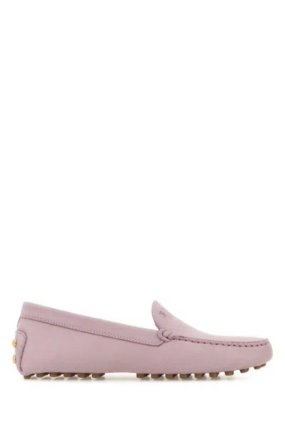 Tod's Suede Loafers With Engraved Logo On The Front In Pink
