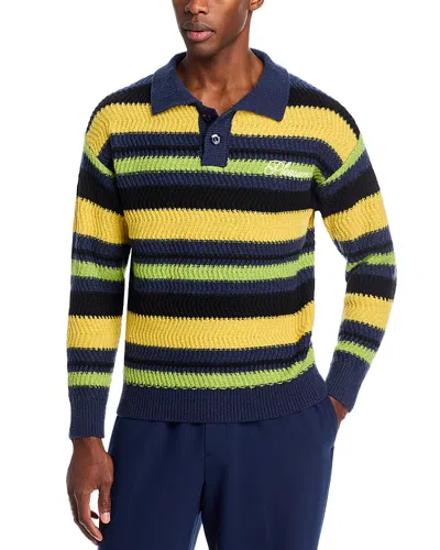 Pleasures Cooper Stripe Long Sleeve Polo Sweater In Multi