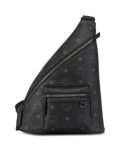 Mcm Aren Sling Printed Canvas Backpack In Black