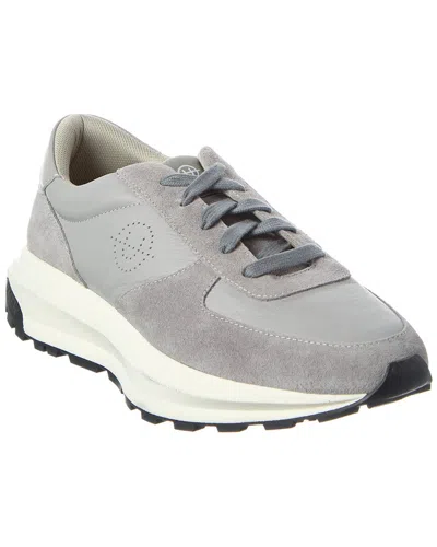 Reiss Unseen Footwear Trinity Stamp Leather & Suede Sneaker In Blue