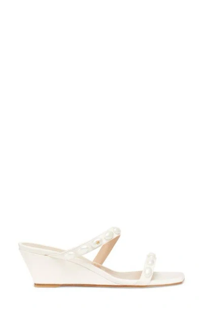 Stuart Weitzman Pearlita Leather Two-band Wedge Sandals In White