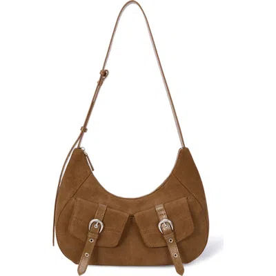 Oryany Rodeo Medium Suede Shoulder Bag In Camel Brown