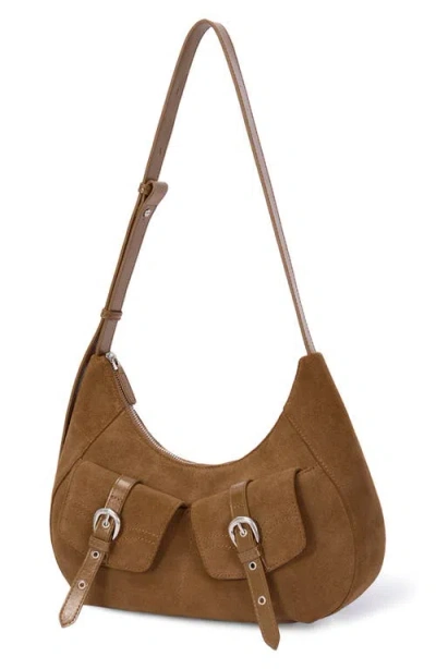 Oryany Rodeo Medium Suede Shoulder Bag In Camel Brown