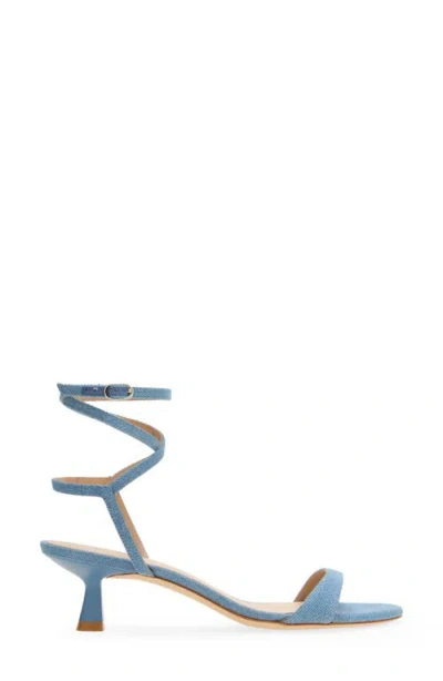 Stuart Weitzman Nudist Denim Ankle-strap Kitten Sandals In Animal Print