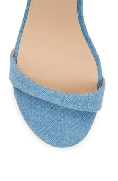 Stuart Weitzman Nudist Denim Ankle-strap Kitten Sandals In Animal Print