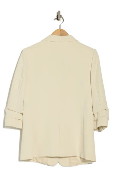 Dkny Aero Ruched Sleeve Crepe Blazer In Neutral