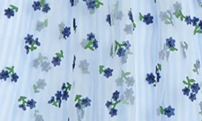 Pippa & Julie Kids' Floral Stripe Puff Sleeve Dress In Multi