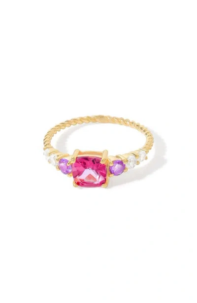 Ys Gems Gemstone Twist Band Ring In Gold