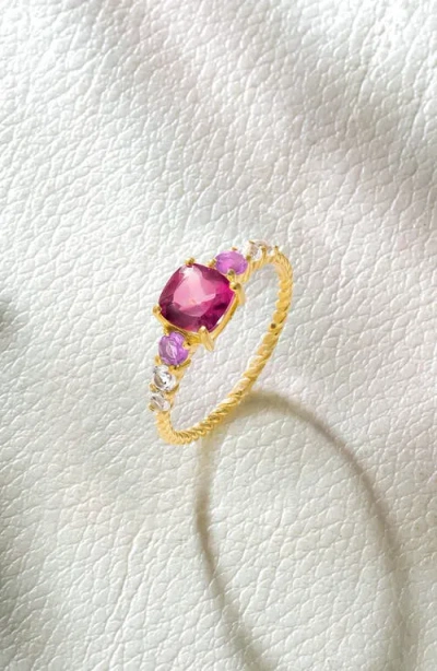 Ys Gems Gemstone Twist Band Ring In Gold