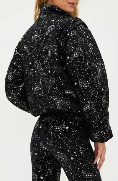 Beach Riot Kris Convertible Shooting Stars Puffer Jacket In Black