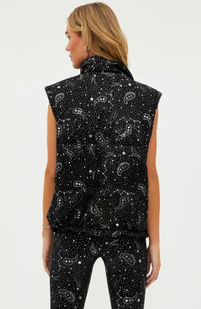 Beach Riot Kris Convertible Shooting Stars Puffer Jacket In Black