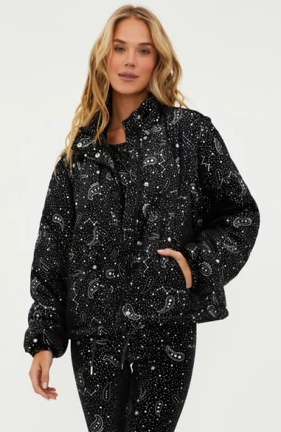 Beach Riot Kris Convertible Shooting Stars Puffer Jacket In Black