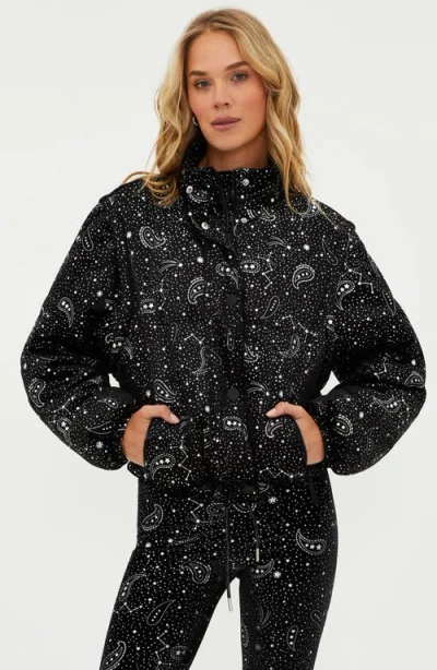 Beach Riot Kris Convertible Shooting Stars Puffer Jacket In Black