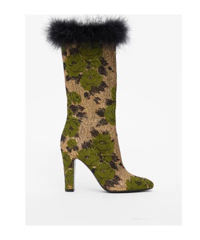 Valentino High-heeled Ankle Boots In Green