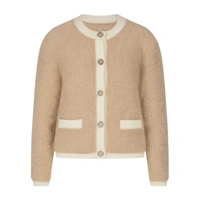 Nuvv Collection Women's Brown Wool And Alpaca Blend Button-front Cardigan – Warm And Lightweight Natural Fibres In Brown