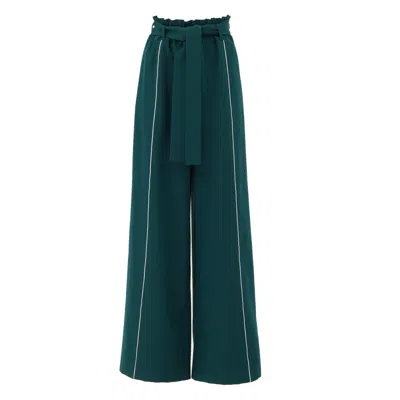 Julia Allert Women's Elastic High Waist Wide Leg Trousers - Green In Green