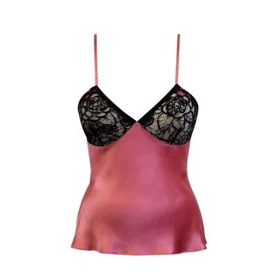 Emma Harris Women's Pink / Black Annabelle Beautiful Pink Camisole With Luxury Lace Cups In Red
