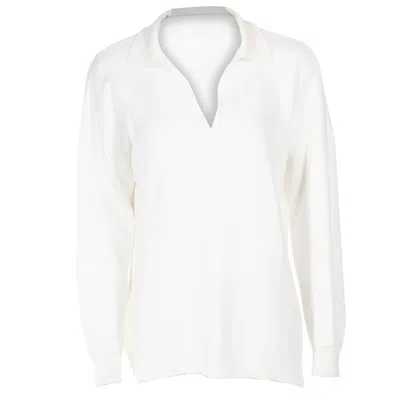 25 Union Women's Pollo Collar Detail Oversized Jumper White In White