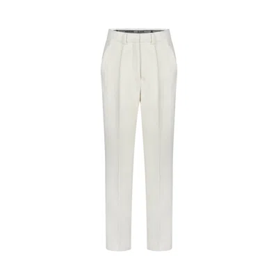 Merlenne Women's Woolen Straight Pants In White In White