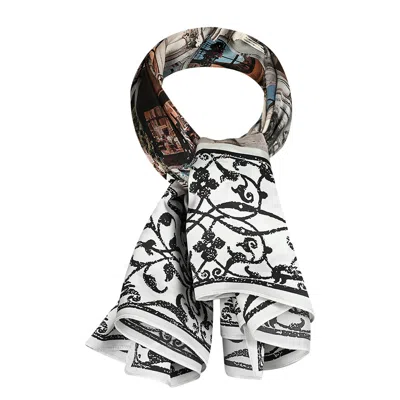 Merlenne Women's Black / White Silk Scarf With A Print In Multi