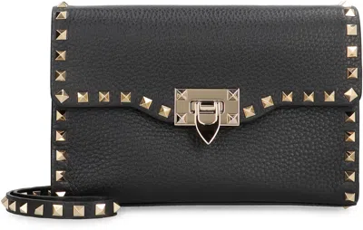 Valentino Rockstud Small Leather Crossbody Bag In Black
