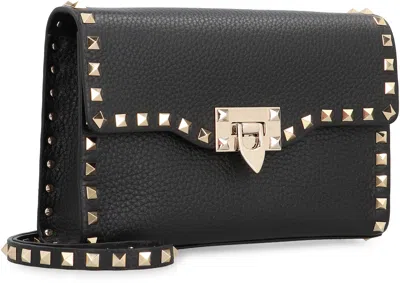 Valentino Rockstud Small Leather Crossbody Bag In Black