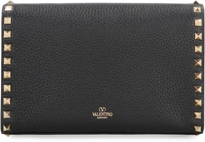 Valentino Rockstud Small Leather Crossbody Bag In Black