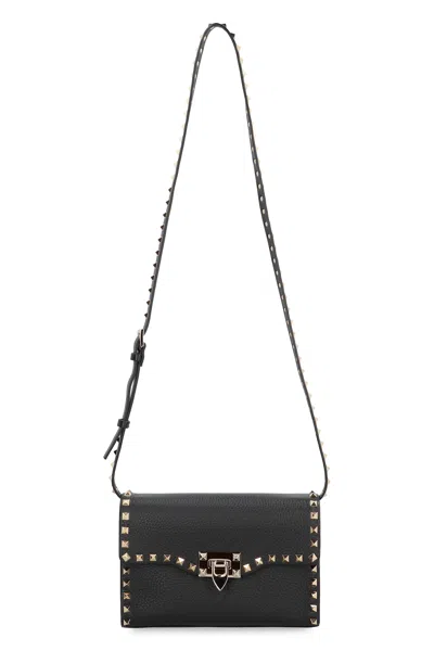 Valentino Rockstud Small Leather Crossbody Bag In Black