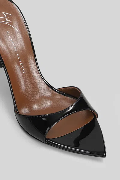 Giuseppe Zanotti Intriigo Strap 90 Sandals In Black Patent Leather In Multi