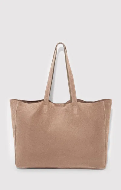 Mavi Suede Shopper Bag In Silver Mink In Sand