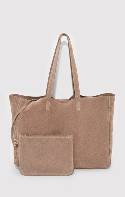 Mavi Suede Shopper Bag In Silver Mink In Sand