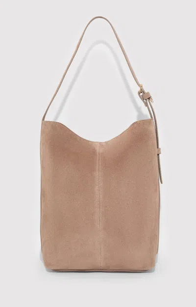 Mavi Suede Bucket Bag In Silver Mink In Sand