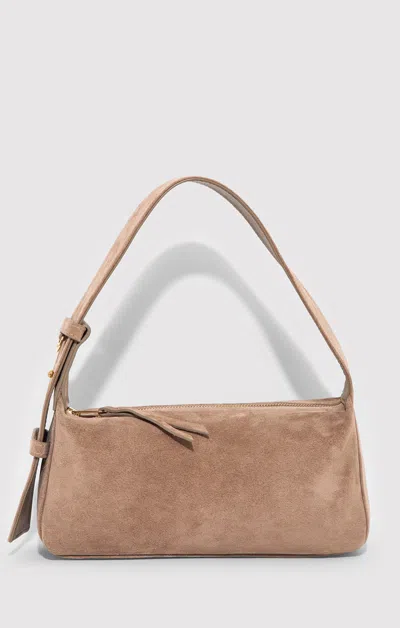 Mavi Suede Shoulder Bag In Silver Mink In Sand