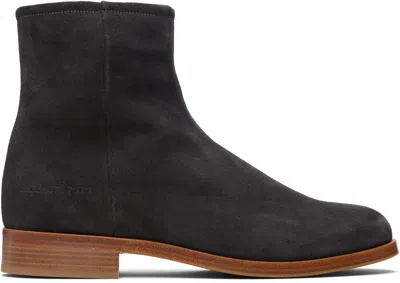 Common Projects Zipper Boot In Waxed Suede In Black