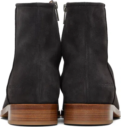 Common Projects Zipper Boot In Waxed Suede In Black